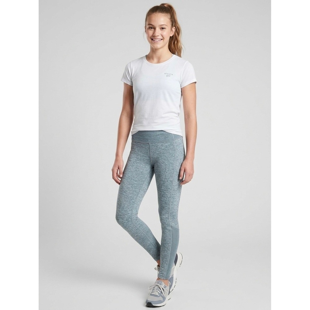 Athleta Girl Snowball Tight Blue Heather Space Dye Leggings XL 14 511945-03